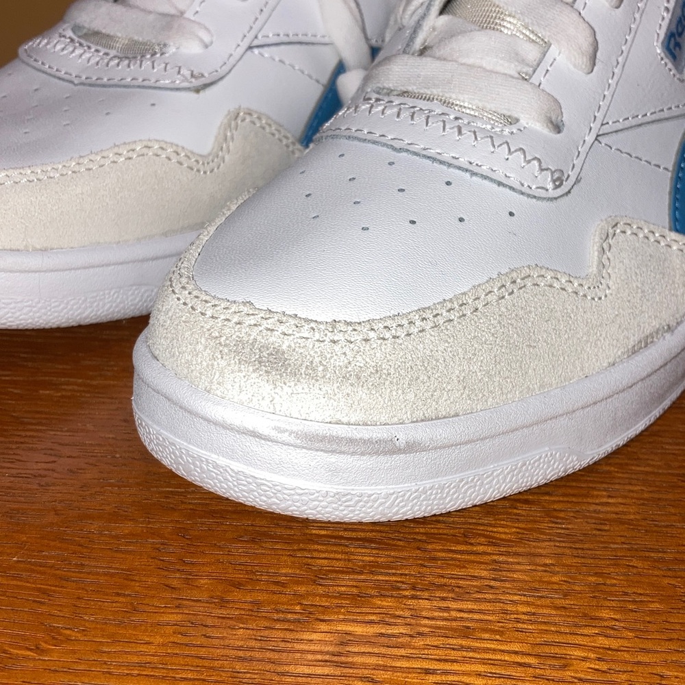 Reebok White and Blue High Top Sneakers with Neon Accents - Picture 4 of 8